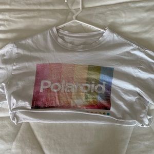 Cropped white Polaroid tee